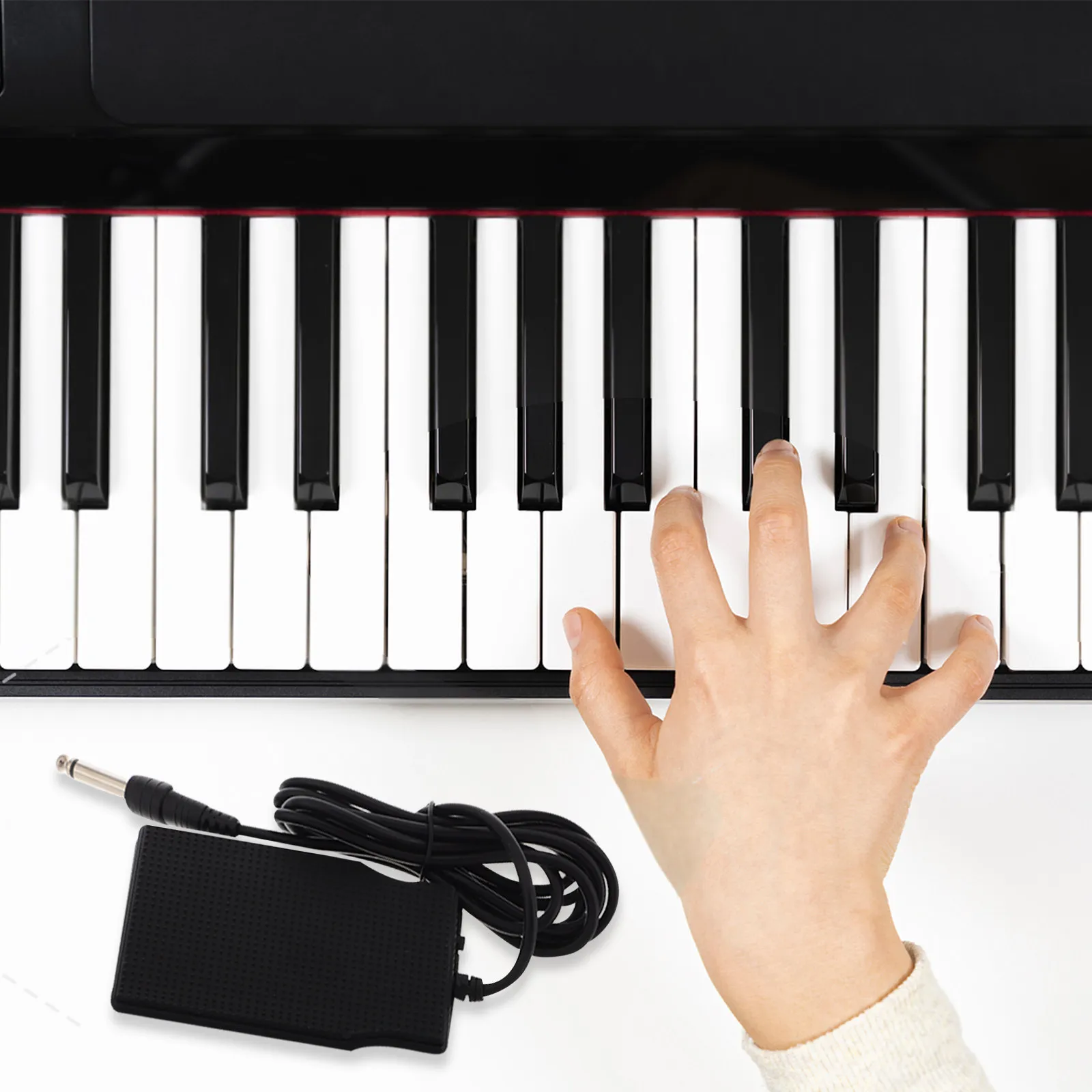Digital Keyboard Sustain Pedal with Midi Cable Polarity Switch Stable Audio Transmission Non-Slip Design for Music Keyboards and
