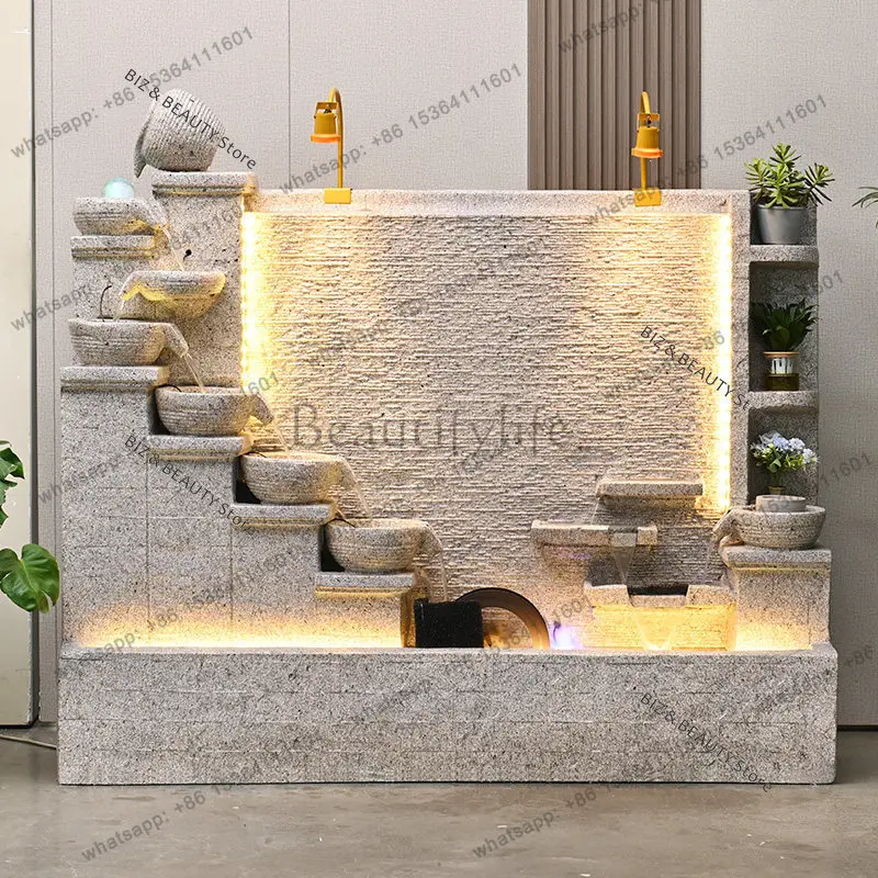 FG Modern Indoor Water Wall Fountain – Floor Standing Glass Waterfall Room Divider Living Room Office Lobby & Entryway Decor JT4