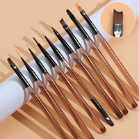 LULAA 9pcs Nail Art Brushes Set Acrylic Nail Brush Nail Art Pen Painting Tools Builder Nail Gel Brush Salon at Home Diy Manicure
