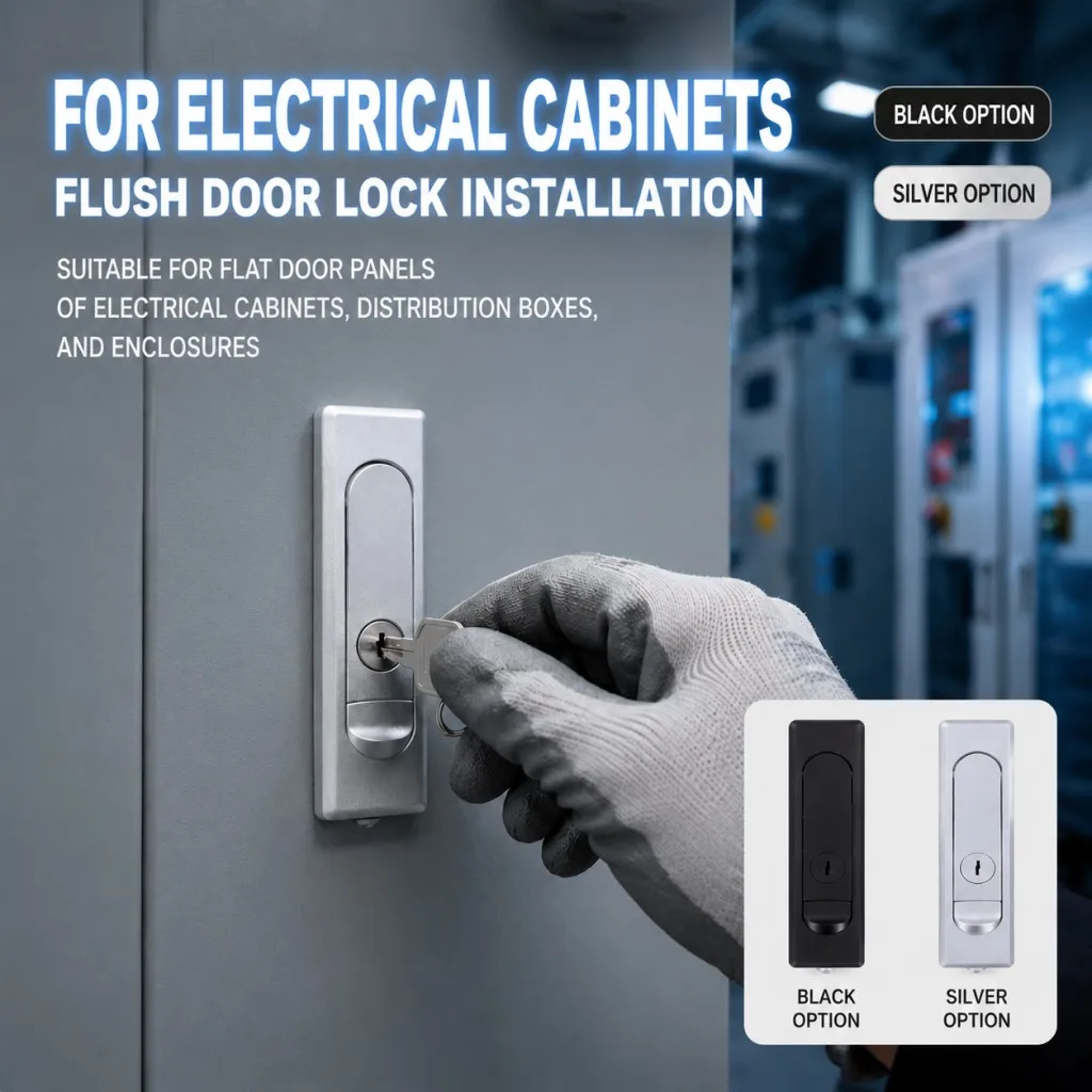 1set Zinc Alloy Flush‑Mounted Plane Lock Pop‑Up Swing Handle Lock With Keys, Fit for Switch Cabinet Control Box Equipment Door