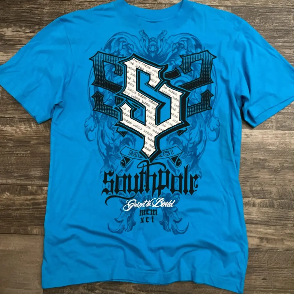 

New Blue Southpole T-Shirt Mens American Vintage Hip-Hop Short-Sleeved Harajuku Korean Unisex Street Wear