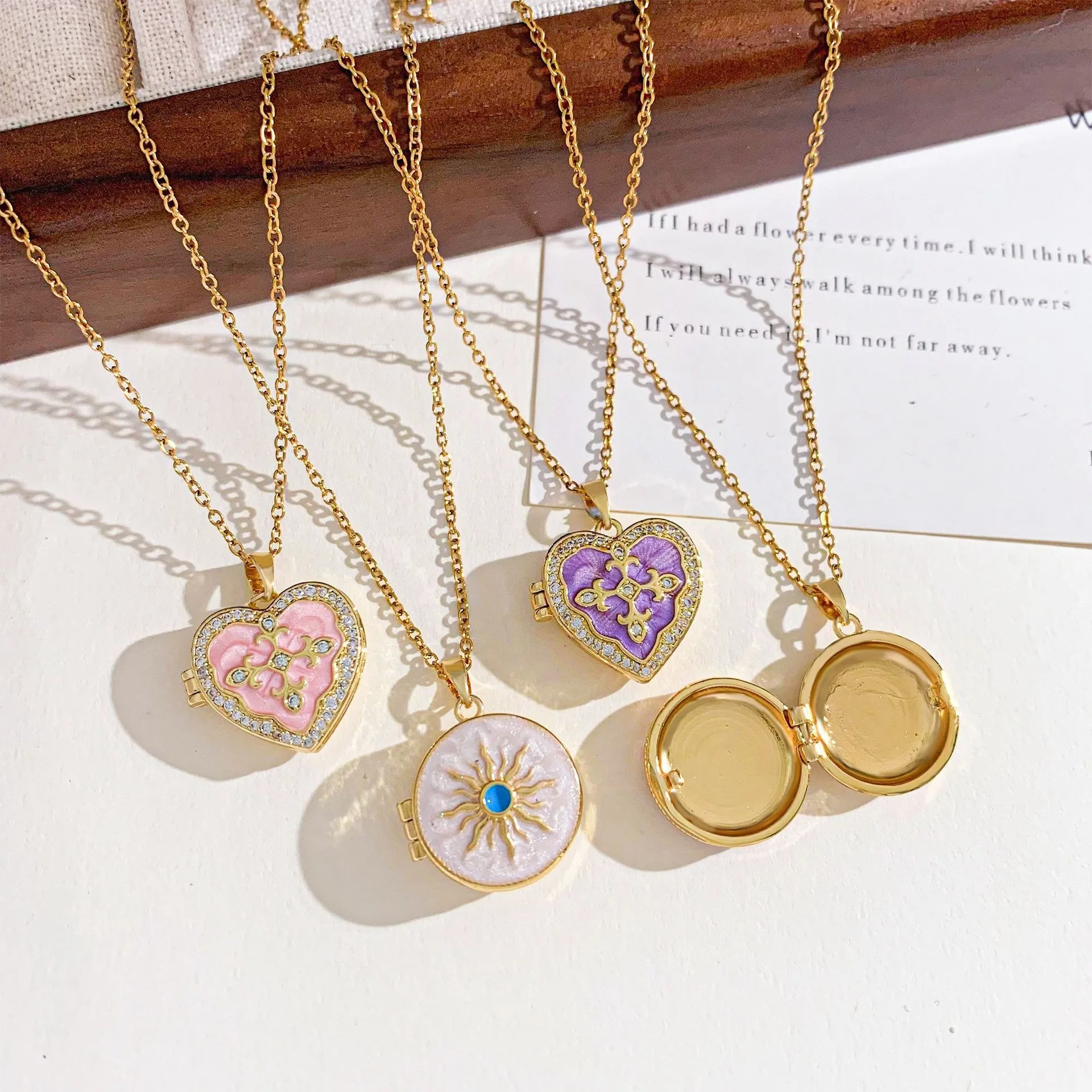 316L Stainless Steel Openable Oval Heart Photo Frame Zircon Necklace For Women Unique Delicate Vintage Jewelry Gifts Wholesale