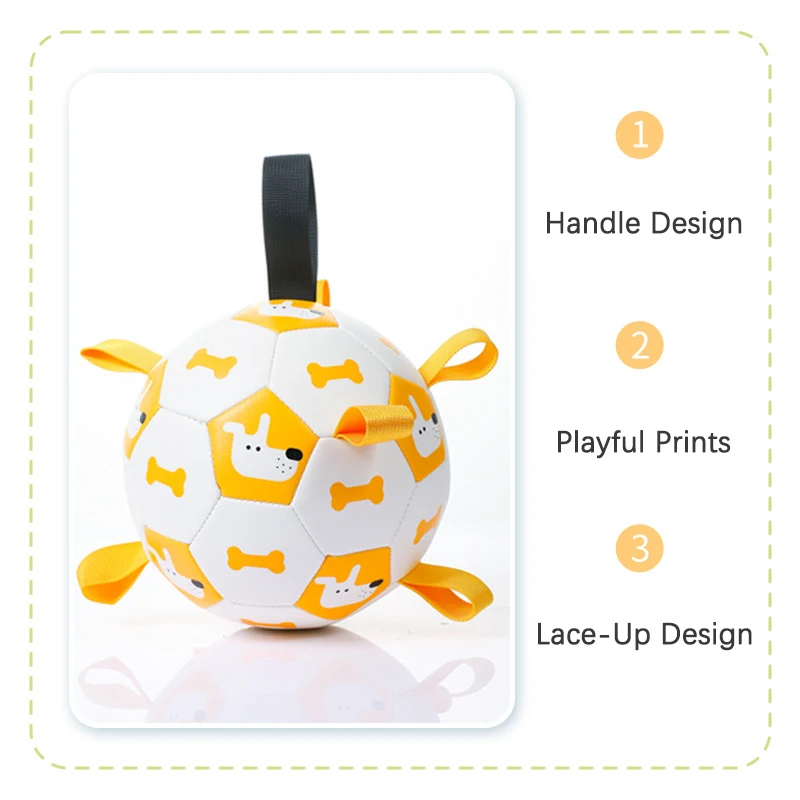 Durable PU Dog Toys Soccer Ball Cute Printed Elastic Inflatable Outdoor Training Balls for Medium Large Dogs Border Collie Labr view 4