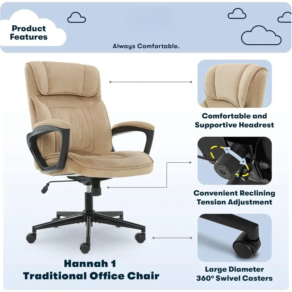 Hannah-silla de oficina ejecutiva de microfibra con reposacabezas, almohada ergonómica ajustable con soporte Lumbar, tela suave