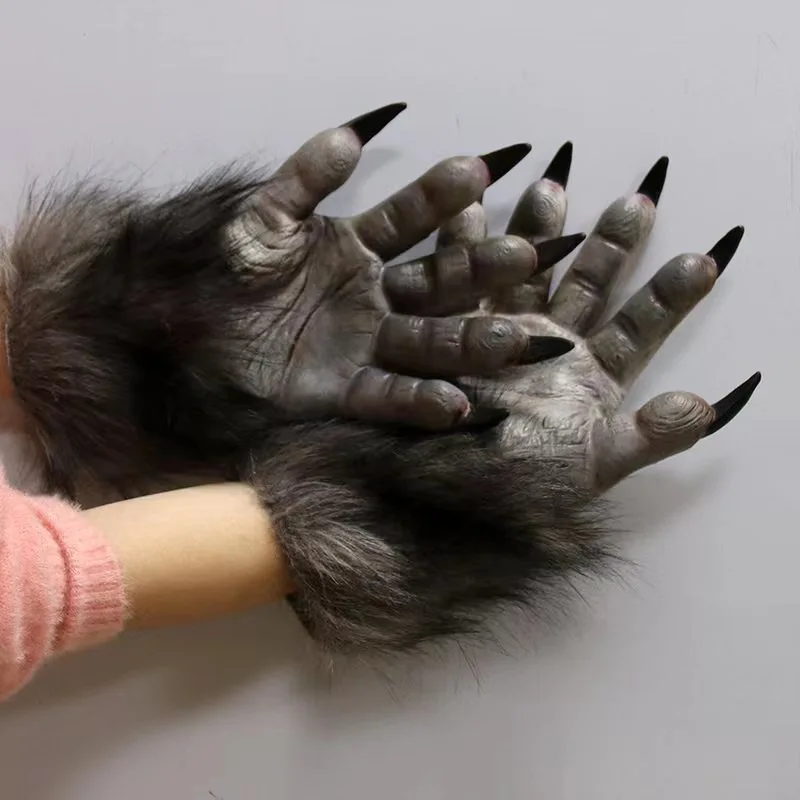 Animal Rhapsody Latex Weerwolf Klauw Handschoenen - Cosplay & Spookhuis Prop, Halloween Fuzzy Paw Kostuum Accessoire