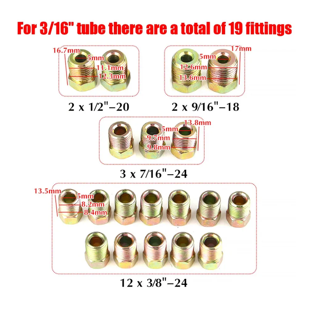 Brake Line Fittings Assortment For 3/16\