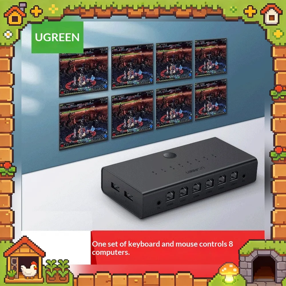 UGREEN 60102 CM229 USB 8 Port Synchronous Controller Multi Computer Keyboard Mouse Control Sharing Device