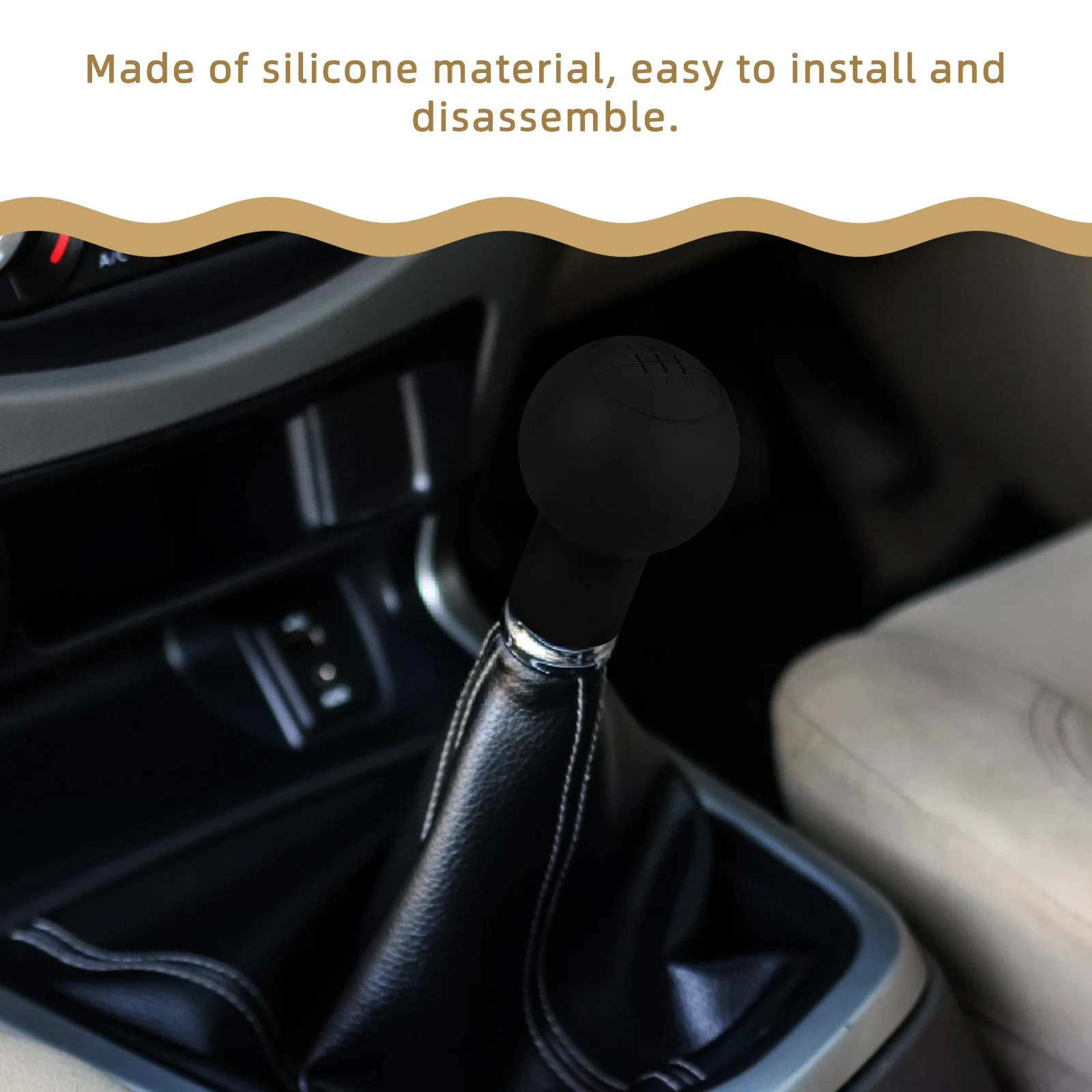 

Three Piece Black Steering Wheel Cover Gear Shifting Cover Silica Gel Universal Car Interior Accessory