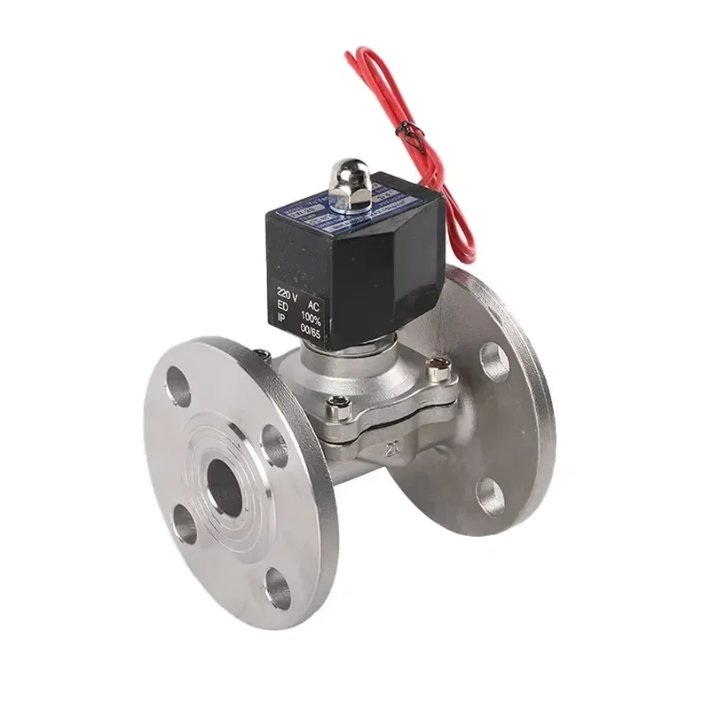 Factory Custom Stainless Steel Flange Solenoid Valve Normally Closed Outdoor Moisture-proof Copper Coil for Water Oil and