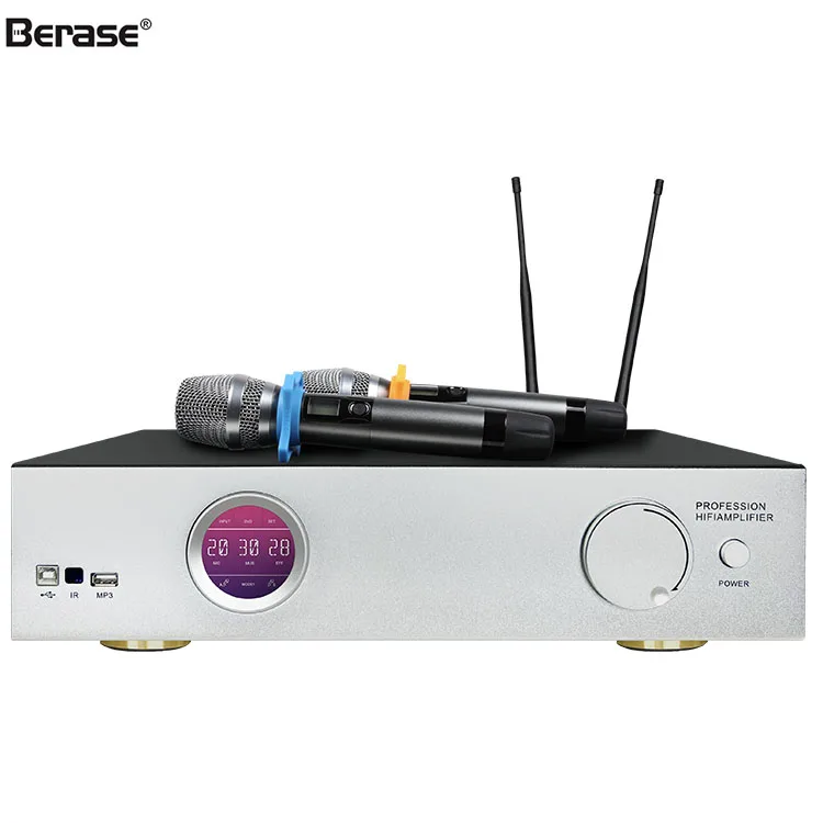 Berase Hot selling high quality 3 in 1 Karaoke power amplifiers 2 channels amplifier home party