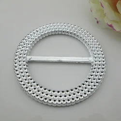 10pcs Triple Round Acrylic Buckle Silver For Sewing Costume Craft