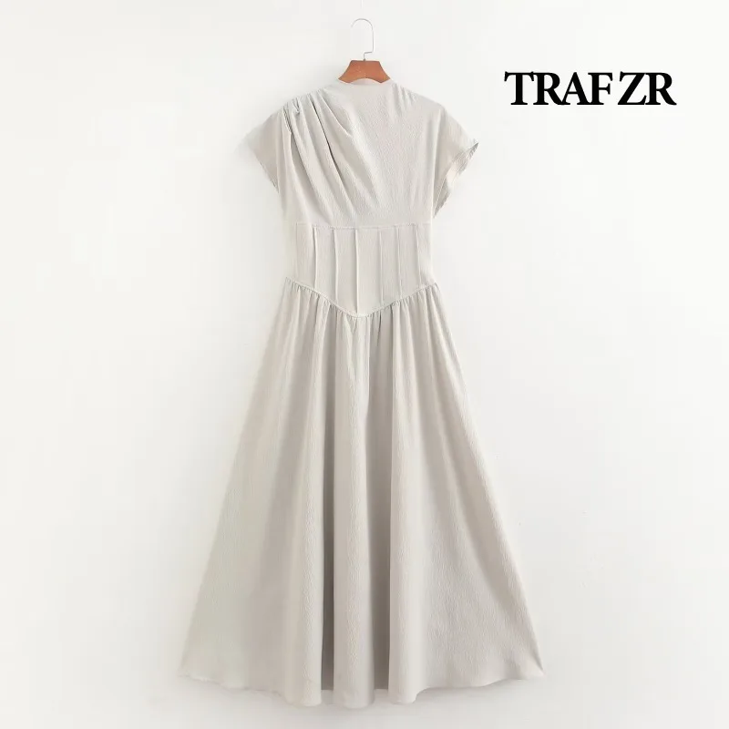 TRAF ZR Solid Dress Elegant and Beautiful Women's Dresses Robes Midi Prom Gown Dresses for Formal Occasions Basics Dress