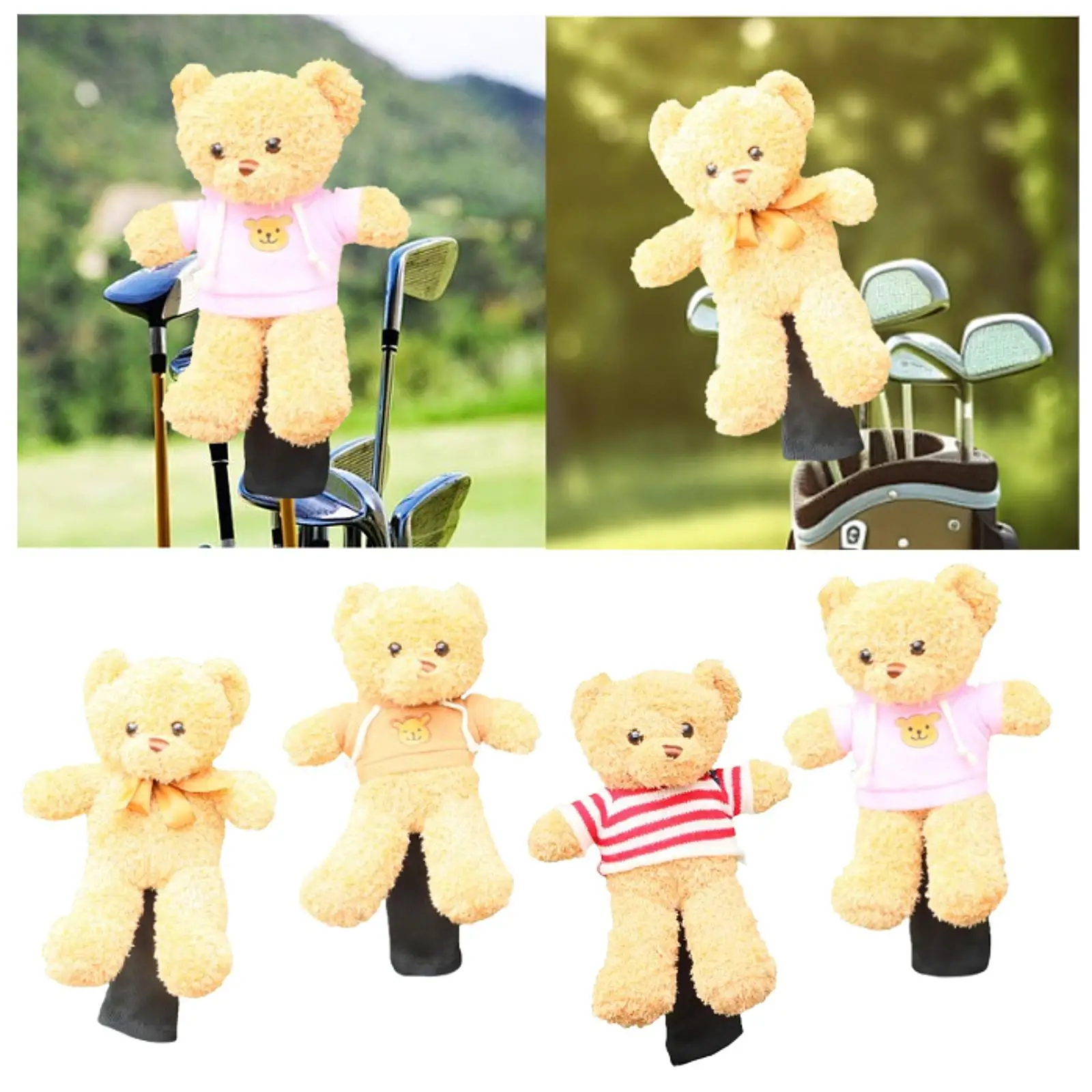 Plush Bear Novelty Golf Wood Club Headcover Protective Sleeve for Golf Driver Cover and Golf Club Head Protection