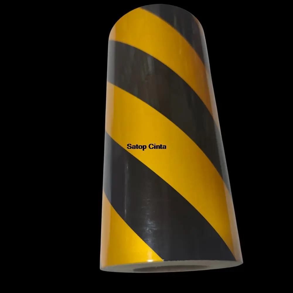 30cm*5m Reflective Material Yellow-Black Twill Advertisement Glass Bead Reflector Tape Vinyl Waterproof Warning Adhesive Sticker