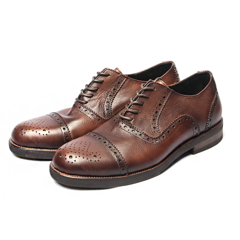 

Brogue Carved Genuine Leather Shoes Hand-polished Vintage Old-fashioned First Layer Cowhide Men's Shoes