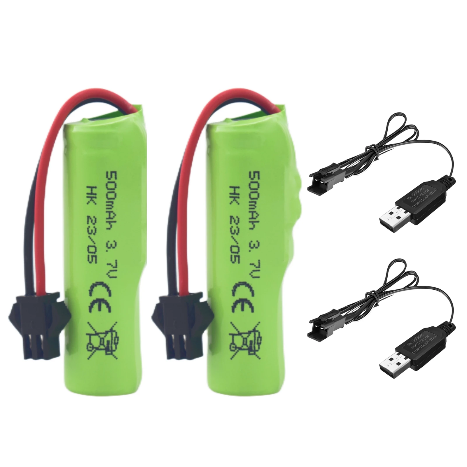 Batteria agli ioni di litio da 2 pezzi 3.7V 500mAh con spina SM-2P e caricabatterie USB per DE35 DE38 DE40 DE50 DE55 TB202 TM141 RC Stunt Car RC