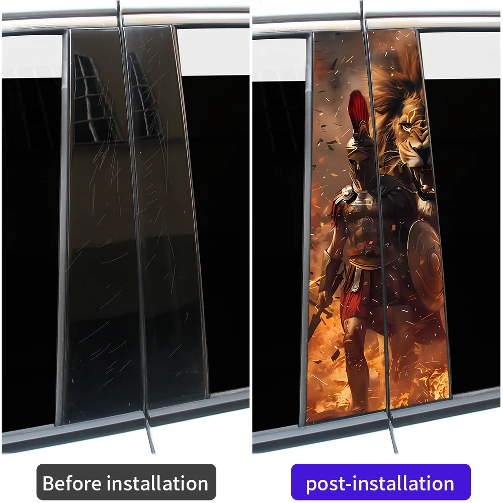 Spartan Lion Car B-Pillar Sticker Brave Warrior Graphic Decorative Decals Universal Window Frame Vinyl Wrap Styling Accessories