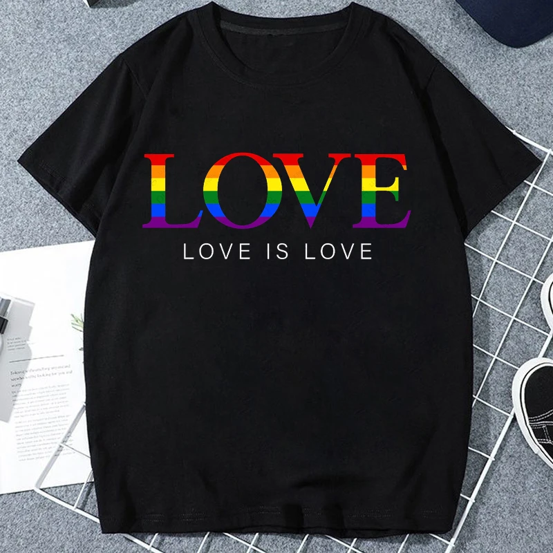 Love Is Love Rainbow Flag T Shirt Speak for Love LGBT T-shirts Women Men Clothing Tops Tees  Bisexual Clothes