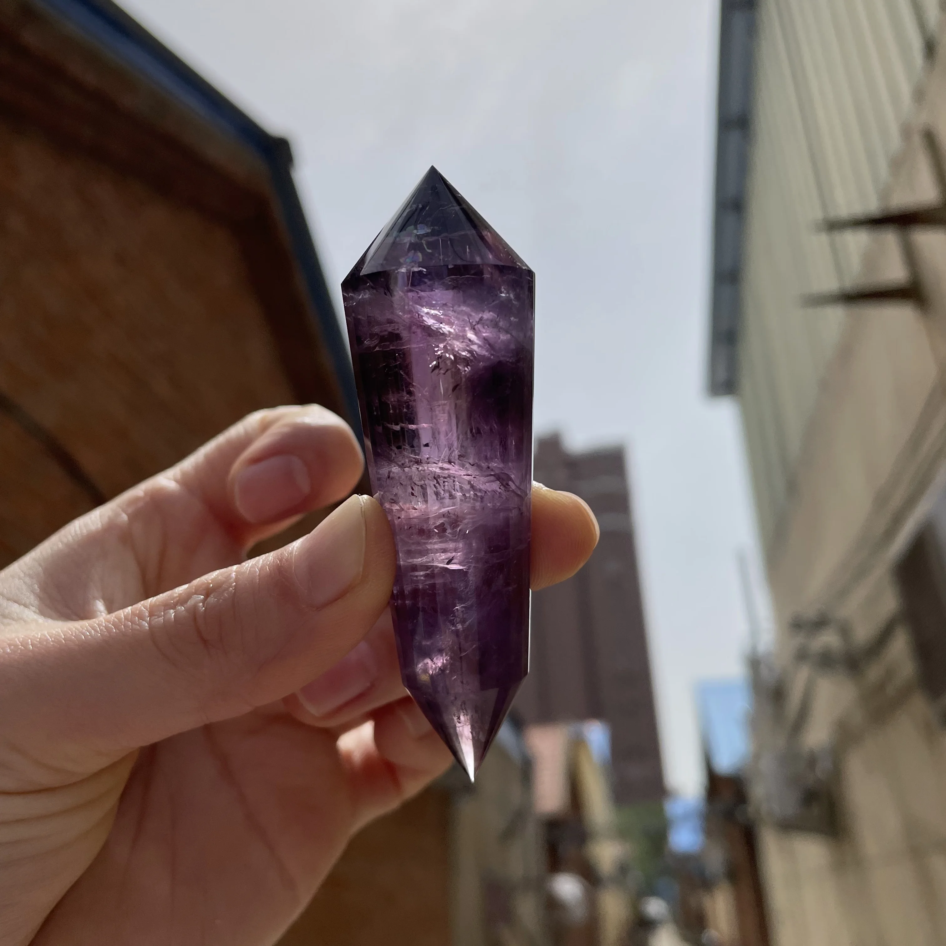 High quality !Natural Crystal Point Amethyst double tip Healing Obelisk purple Quartz Wand Ornament for Home Decor Energy Stone