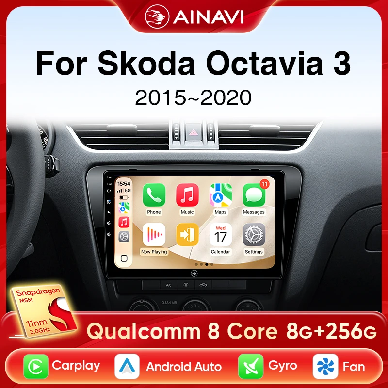 Ainavi Car Stereo Radio For Skoda Octavia 3 2014 2015 2016 2017 2018 2019 Multimedia Android Auto Wireless Carplay WiFi DSP BT