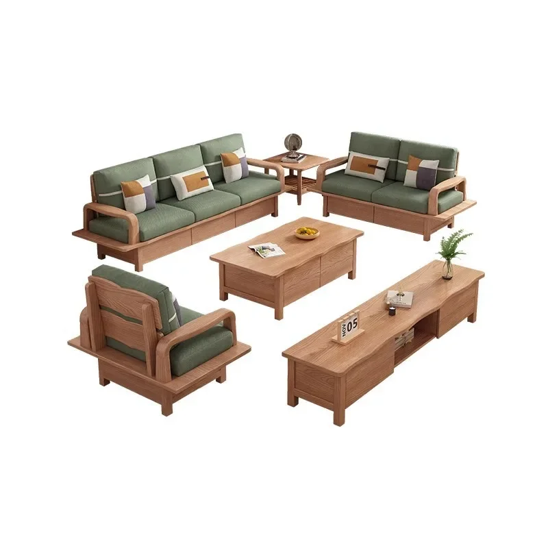 

Nordic ash wood storage sofa combination modern simple living room log wind winter and summer dual-purpose all-solid wood sofa