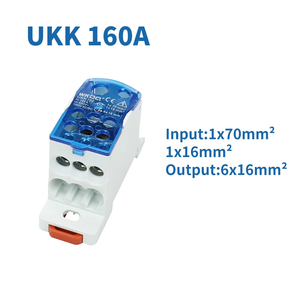 1Pc UKK160A UKK-160A Junction 1 In 6 Out Universal Wire Electrical Connector Din Rail Terminal Block Power Distribution Box