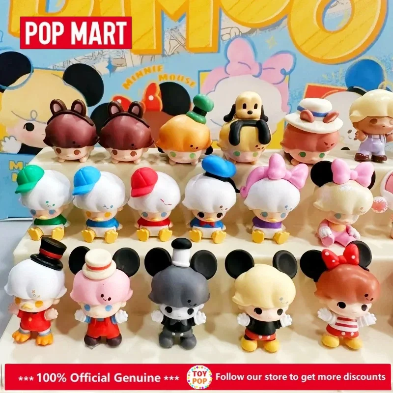 POPMART Dimoo World × Seri Disney Mainan Mini Blind Bag Klasik Mickey Mini Action Figure Koleksi Trendi Hadiah Anak-anak