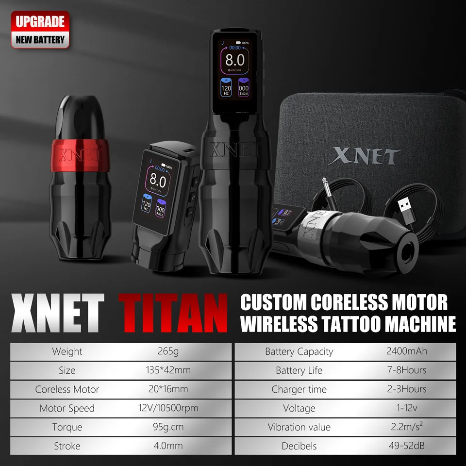 XNET Titan Max Professional Wireless Tattoo Machine Coreless Motor