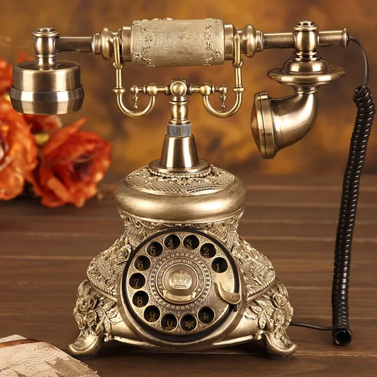 Vintage Rotary Dial Telephone Retro Style Old Fashioned Landline Creative Classic Decorative Desk Phone for Home Office