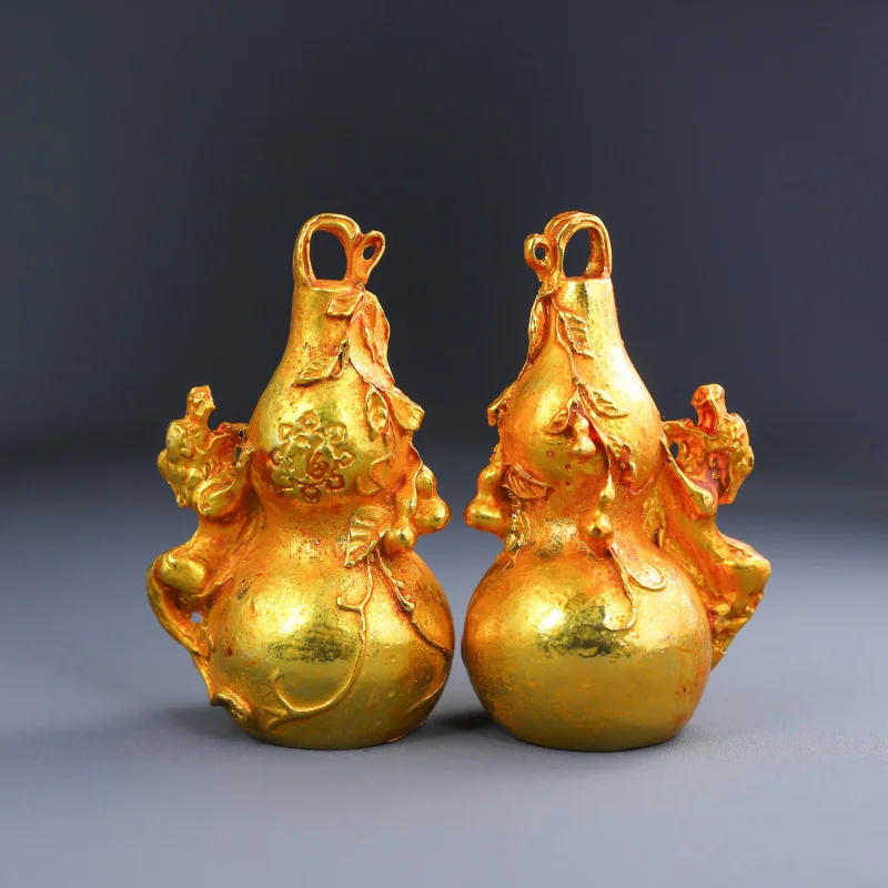 

Wholesale Antique Copper Gilded Gourd a Pair of Lucky Fortune Bring Ornaments Home Desktop Decoration Crafts