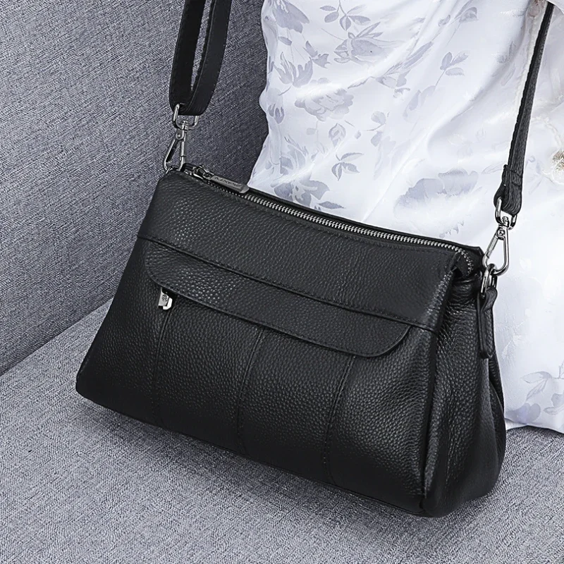 

Genuine Leather Women's Bags Fashion Handbags Solid Color Messenger Luxury Designer Shoulder Cossbody Bag Female