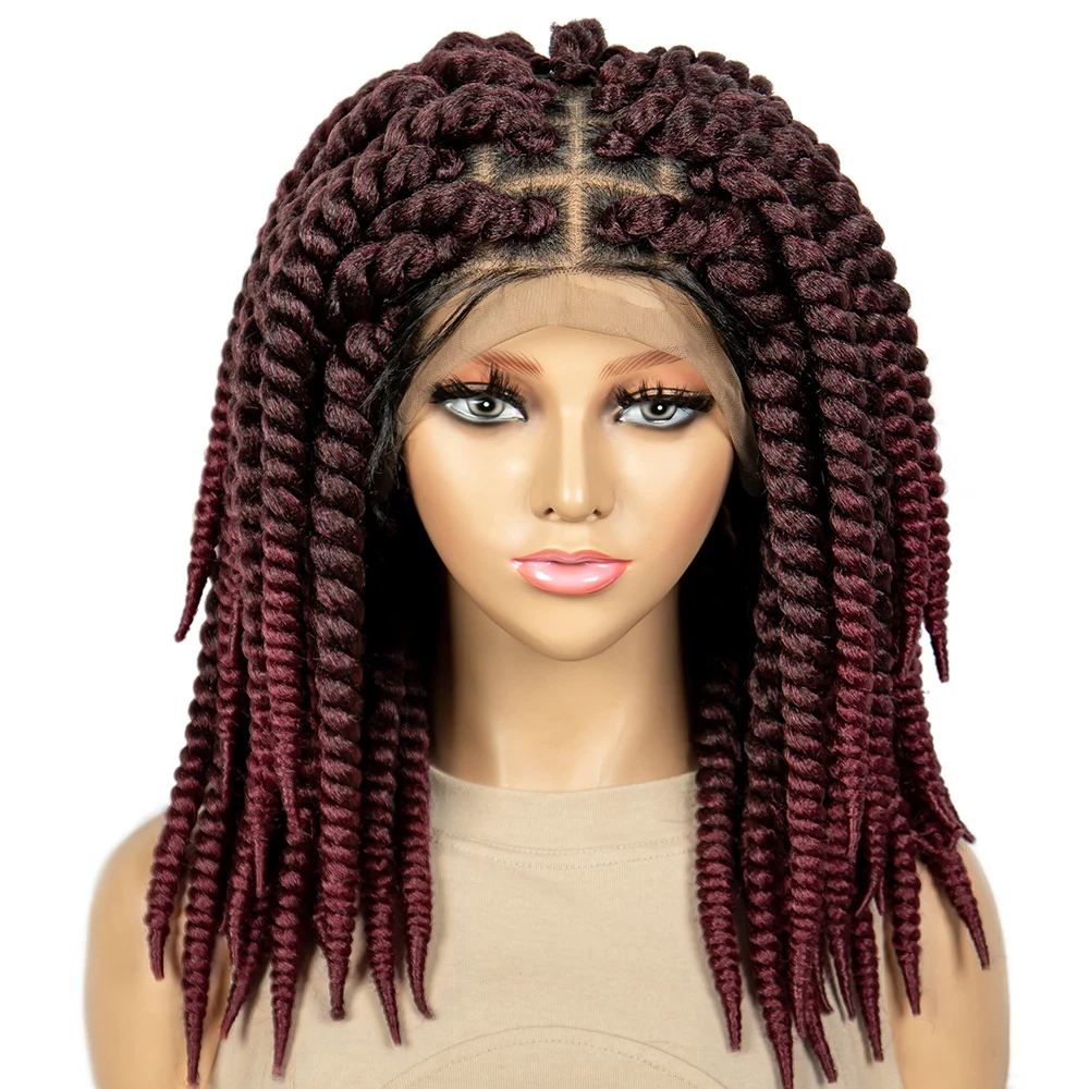 วิกผมถักเปียแบบกล่อง 16 นิ้ว แบบไร้ปม HD วิกผมลูกไม้ถักเปียแบบเต็มศีรษะสำหรับผู้หญิง วิกผมถักเปียแบบโครเชต์พร้อมผมเบบี้แฮร์