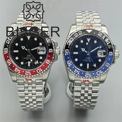 BLIGER 40mm GMT Men's Watch Ceramic Bezel Sapphire Glass Luminous Dial 10Bar Waterproof Sapphire Glass Stainless Steel Glideclas