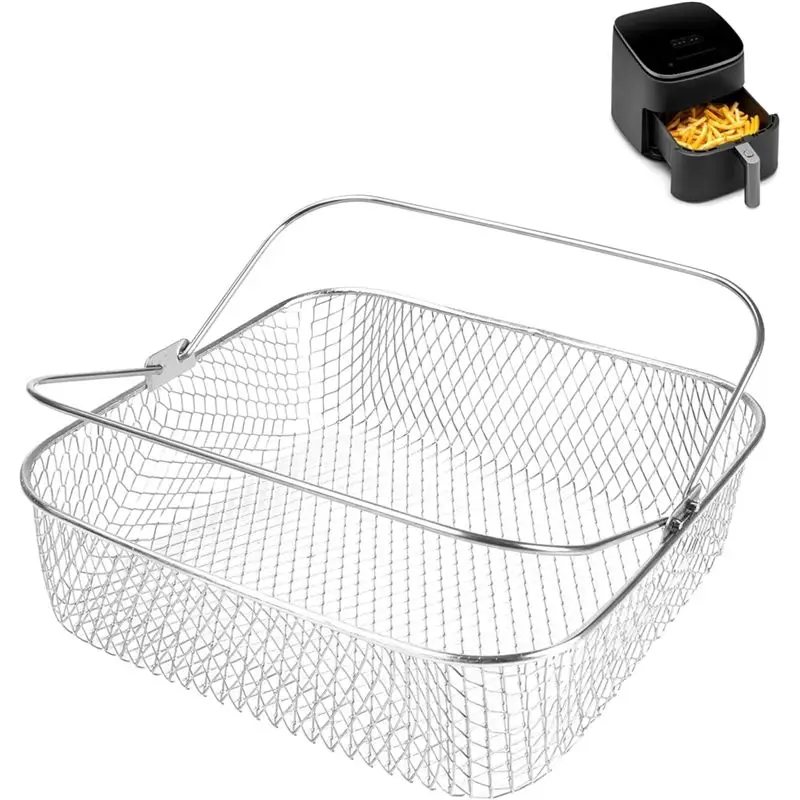 [B25B!】 Stainless Steel Mesh Basket For Instant Vortex COSORI 5.8- 6QT Air Fryer Accessories Basket With Handle Deep Fryer Parts