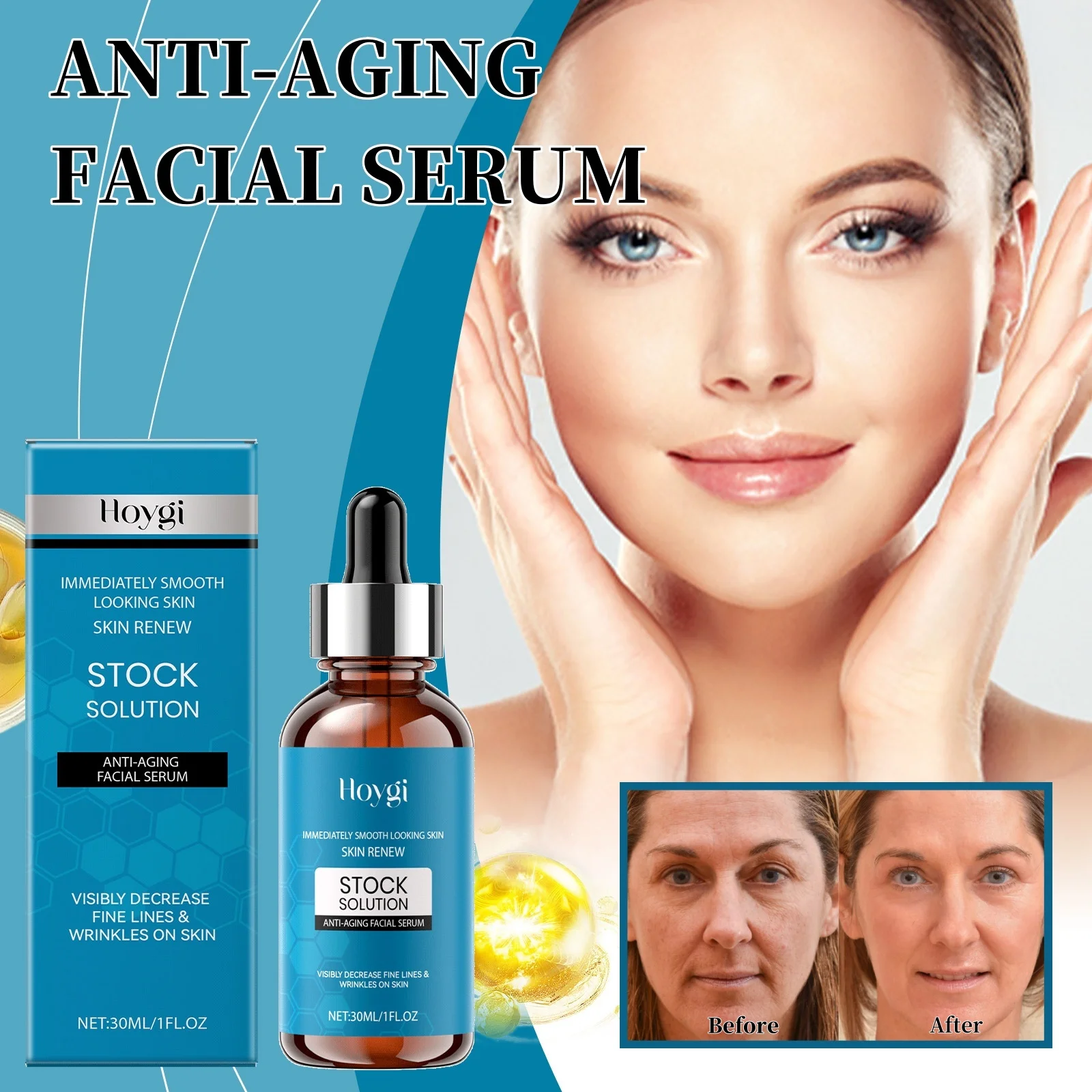 

Collagen Facial Serum Hydrating Brightening Essence, Under Eye Wrinkle Care Gentle Anti-Aging Concentrate for All Skin Types