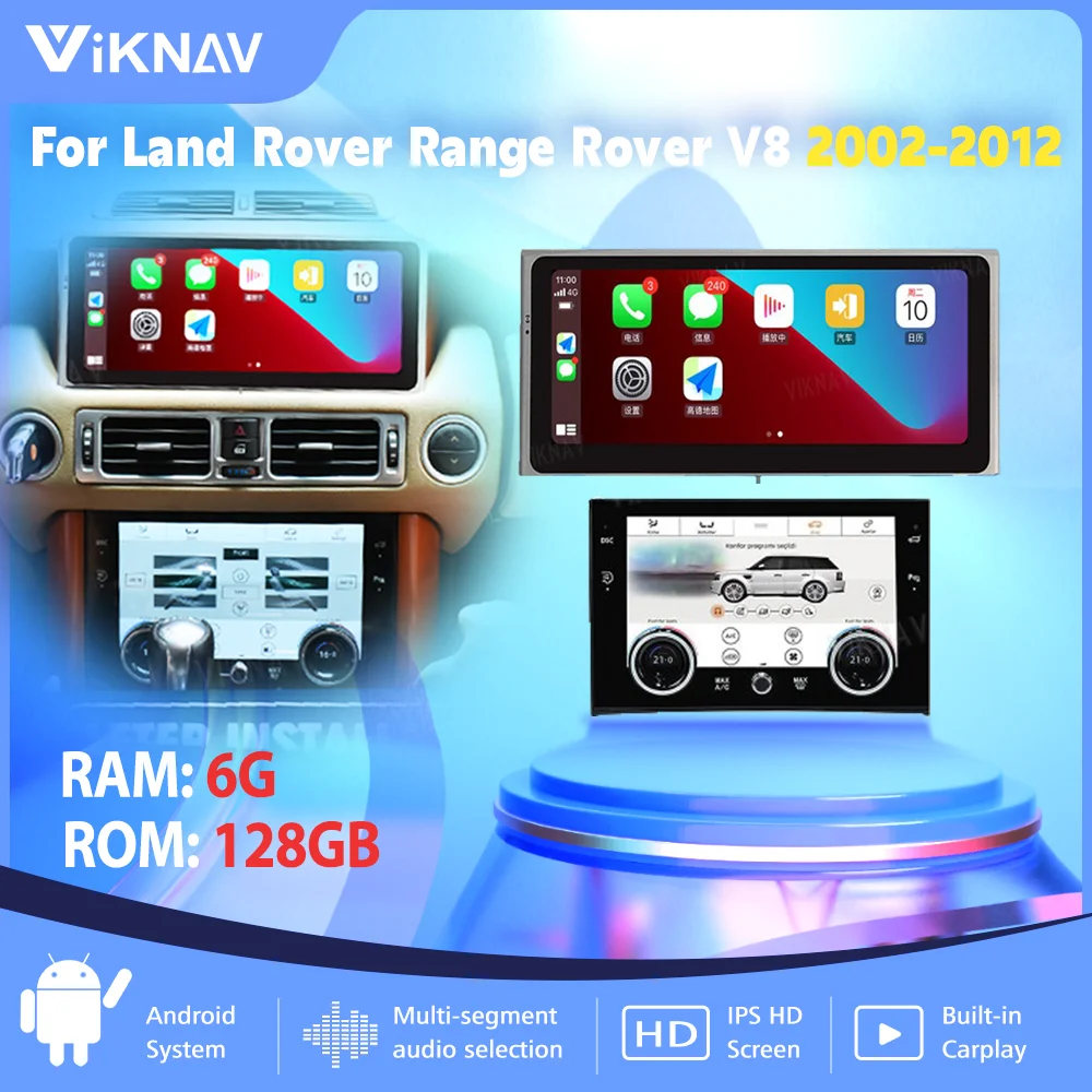 

Автомагнитола 10,25 дюйма, 128 ГБ, Android 12, для Land Rover Range Rover V8 2002-2012 Carplay с панелью AC и системой контроля климата