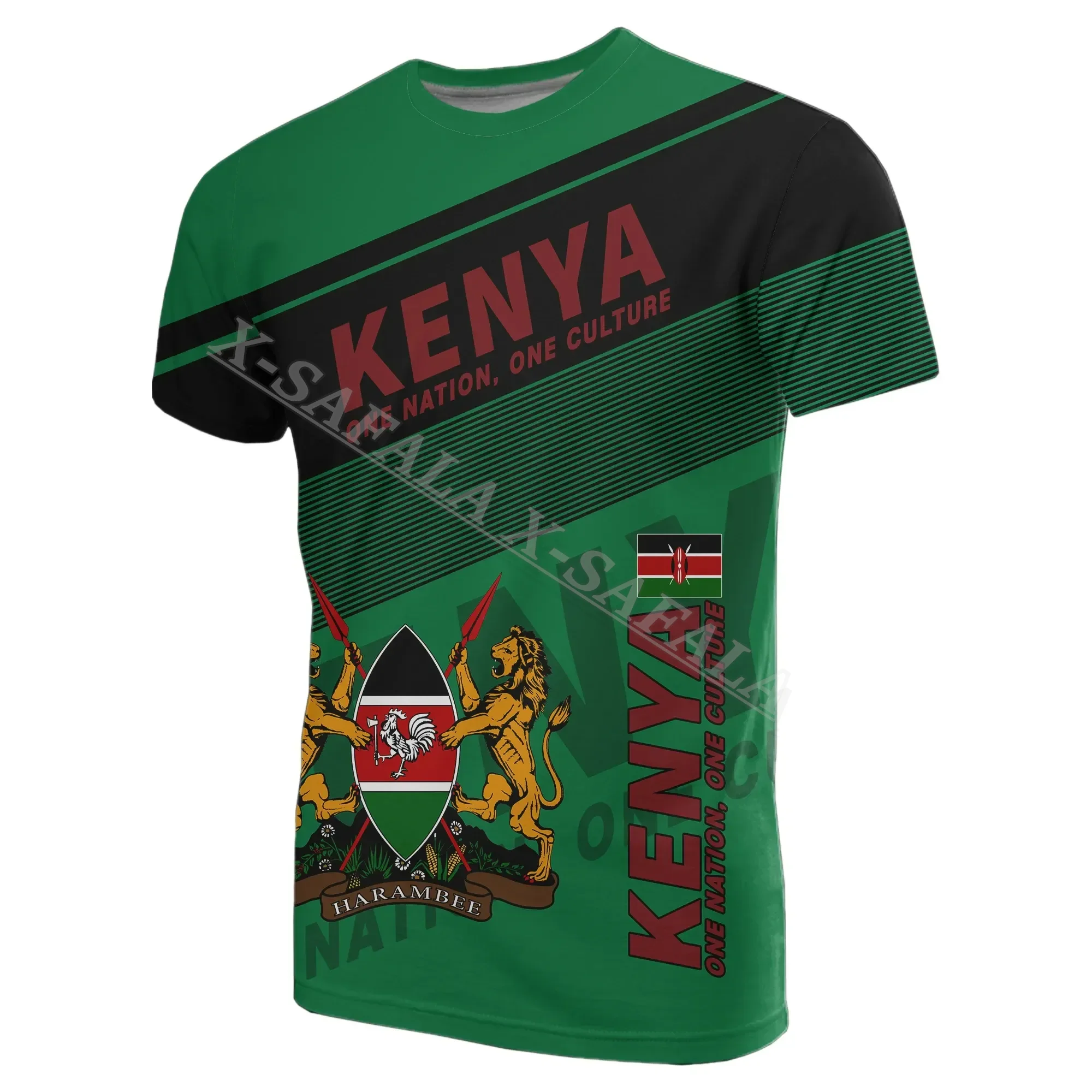 Kenya National Flag Emblem 3D Print Mesh Fiber T-Shirt Tops Summer Tees Men Streetwear Shorts Sleeve Sport Casual Shirt-1