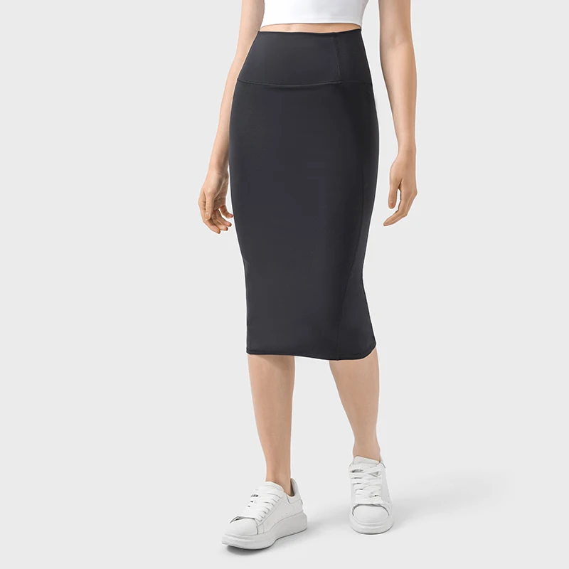 Women Sport Skirt with Invisible Pocket High Elastic Split Fork Evrlue Nylon66 Zero Feeling Flexible Golf Pencil Skirt