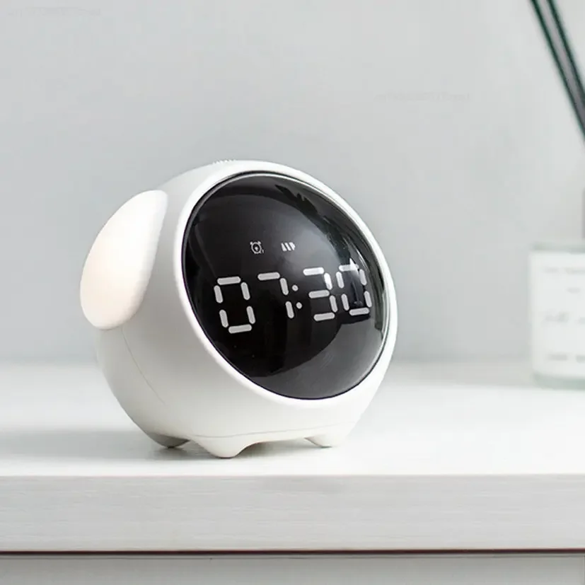Cute Expression Alarm Clock Snooze LED Digital Night Light Children Bedroom Multifunctional Voice Controlled Light Alarm Clocks