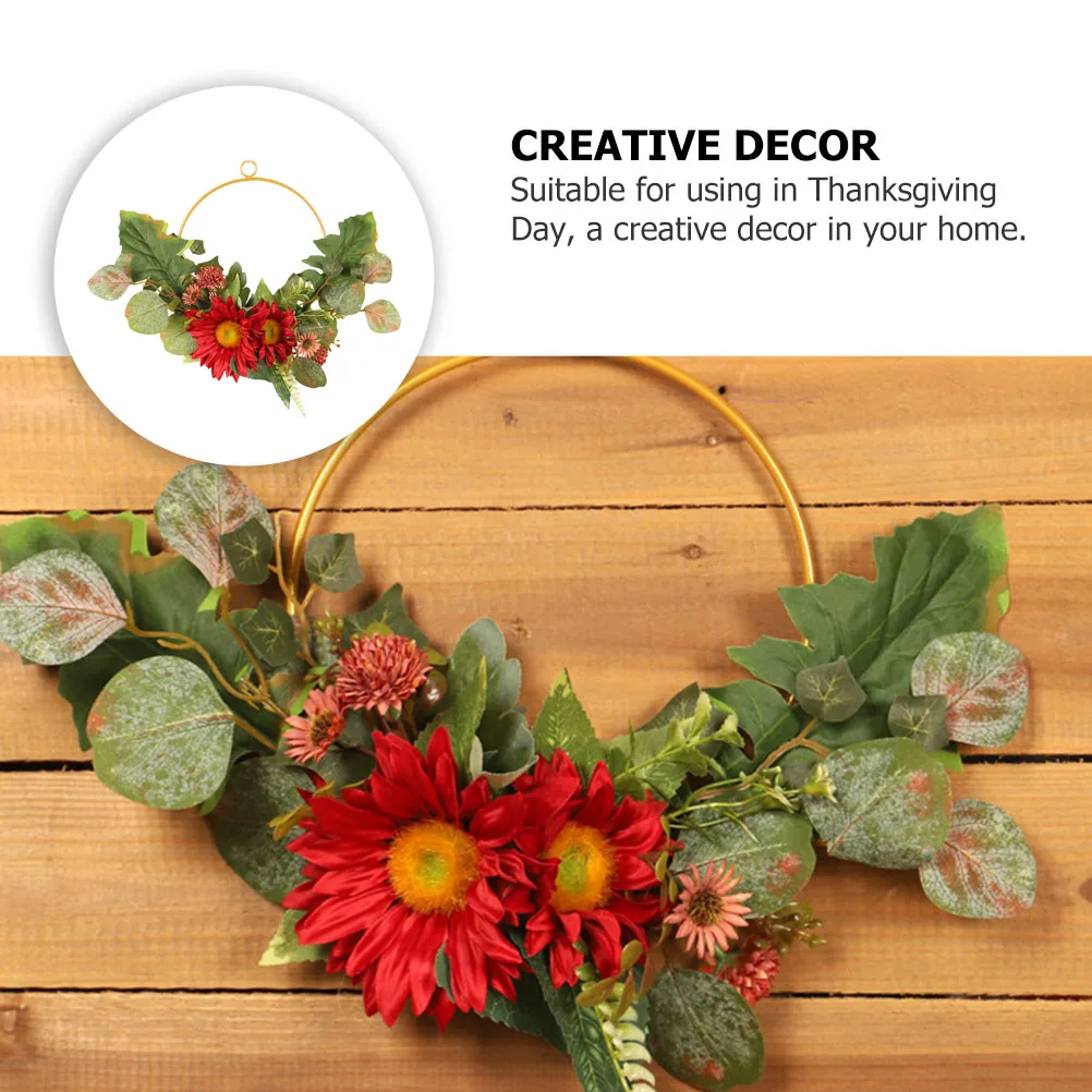 

Artificial Wreath Thanksgiving Decor Red Silk Cloth Home Hanging nament Simulated Wreath Holiday Party Supplies