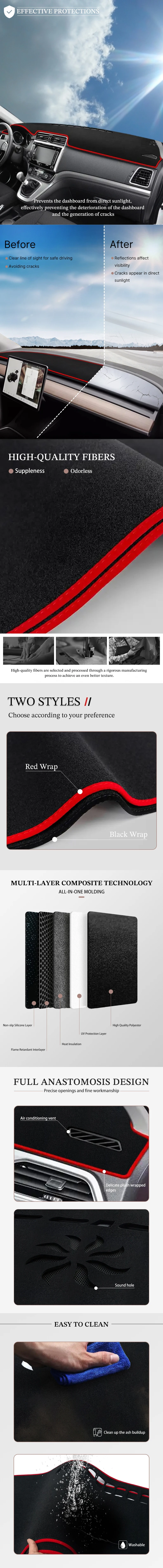 Für Toyota Corolla 2013-2018 Auto Armaturen brett Abdeckung vermeiden Licht Pad Instrument Plattform Abdeckung Matte Teppich Zubehör – Detail 4