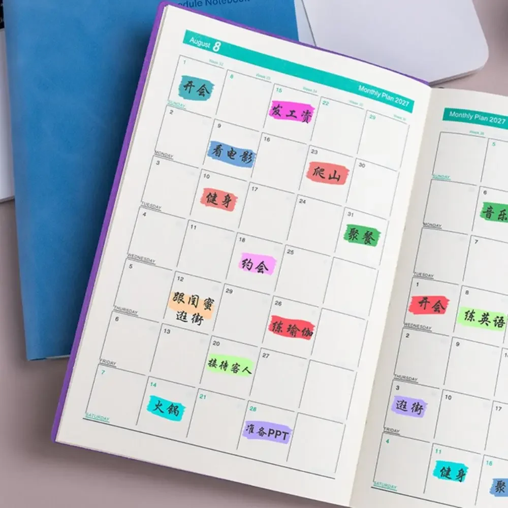 Tragbarer A5 2027 Planer, 365-Tage-Agenda mit monatlichen und wöchentlichen Planungsseiten, effizientes Terminplaner-Notizbuch für Schule, Büro und Arbeit – Detail 2