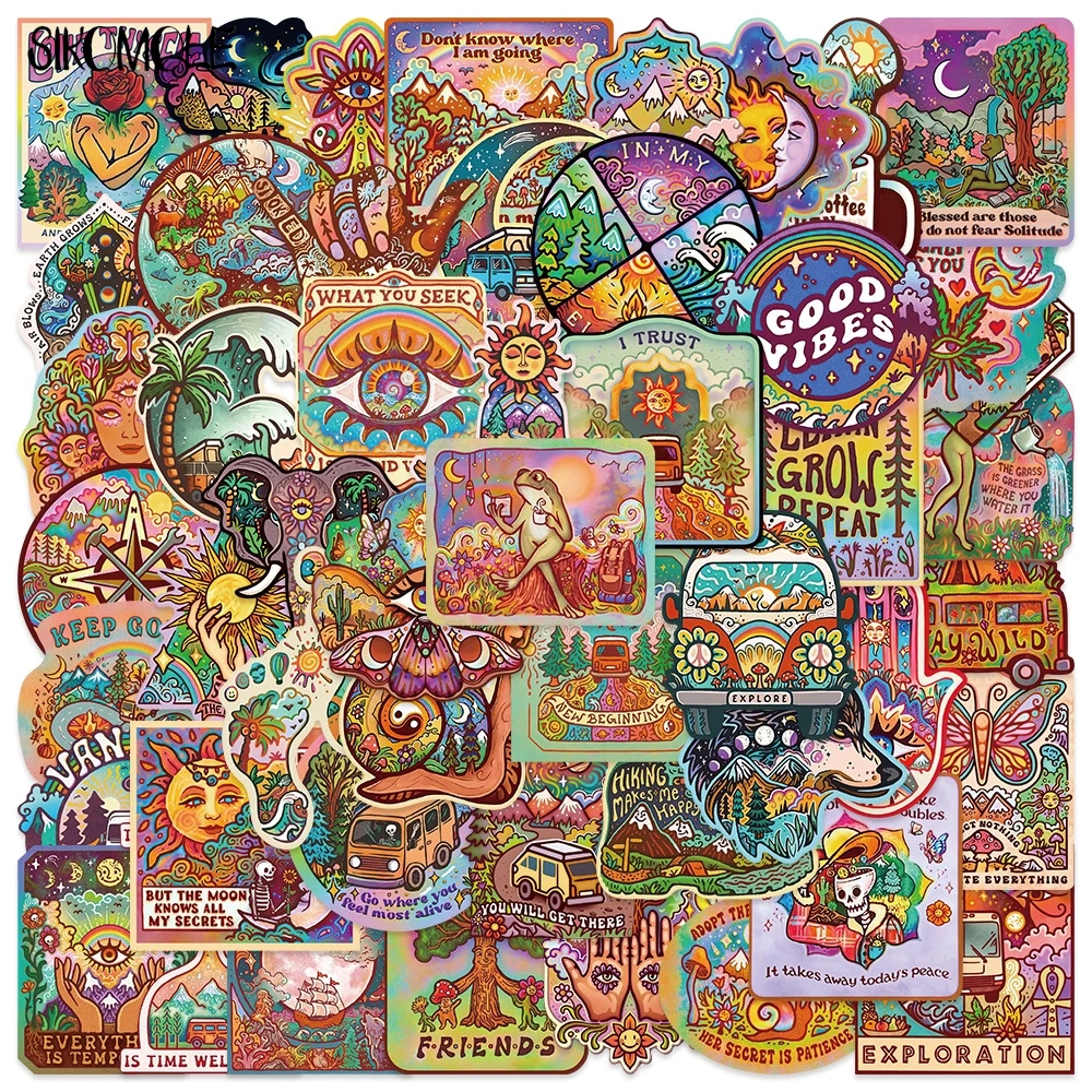 

10/30/50 шт. забавные винтажные наклейки для кемпинга с рисунком граффити, милые мультяшные эстетические кавайные игрушки «сделай сам», детские дорожные наклейки на холодильник, наклейка