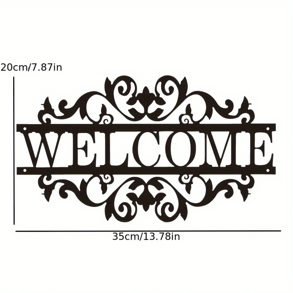 Rustic Metal Welcome Sign with Custom Address - Durable Outdoor Decor for Porch and Front Door view 2