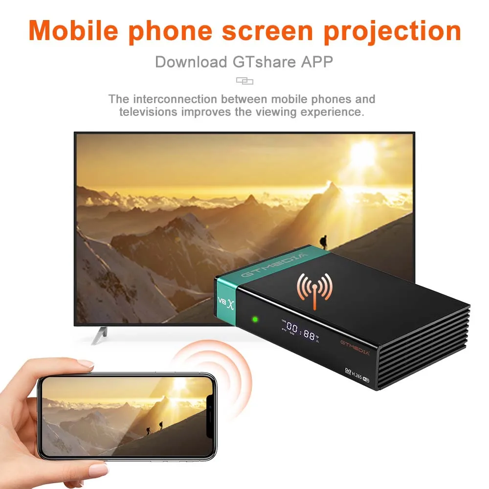 Спутниковый ресивер GTMEDIA V8X DVB-S/S2/S2X, VCM/ACM/мультипоточная поддержка автоматического рулона BISS Встроенный 2,4G WIFI 1080P HD mars v8x