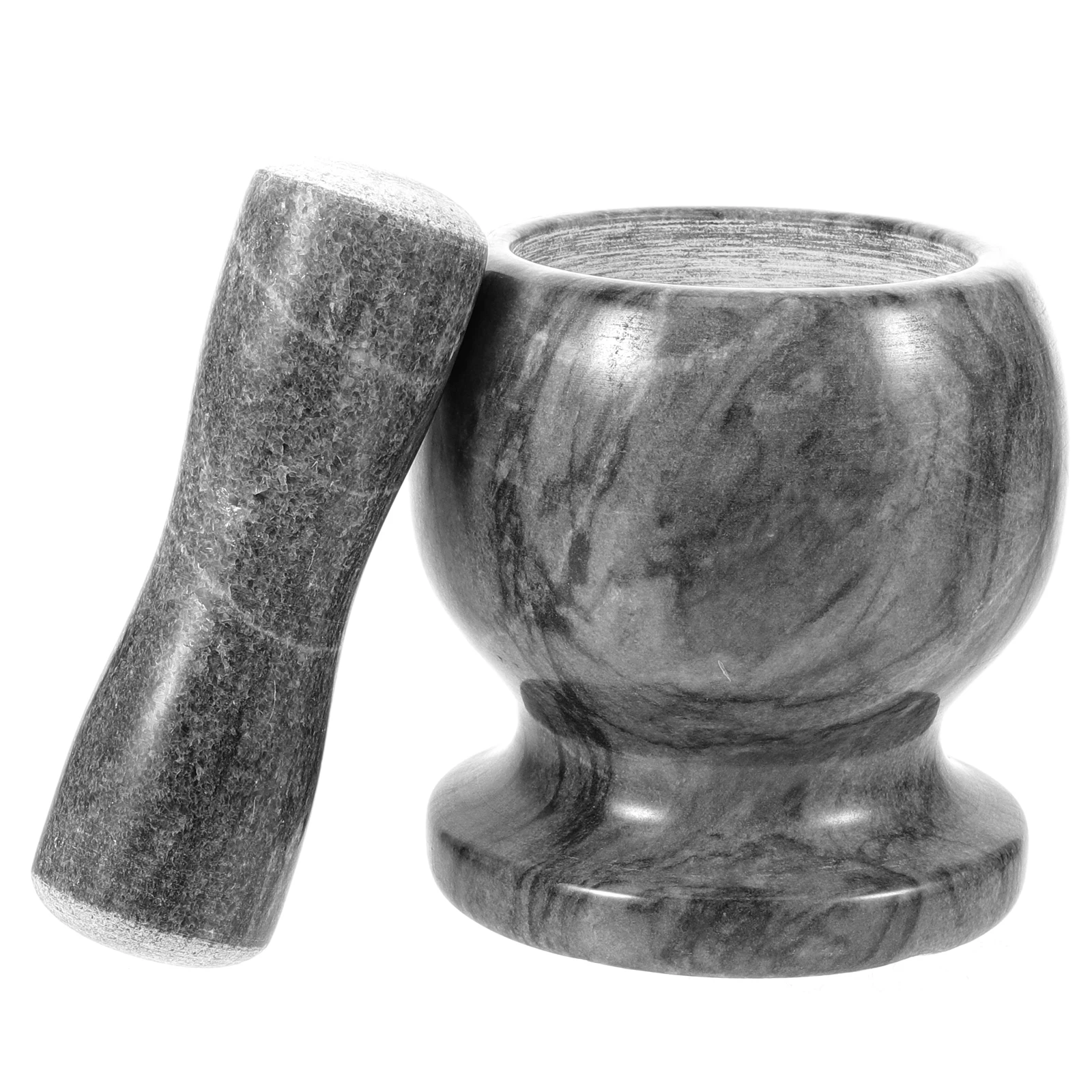 

1 set Garlic Mortar Premium Marble Smooth Pestle Multi-functional Chopper Grater Set Kitchen Pharmacies Spice Crusher