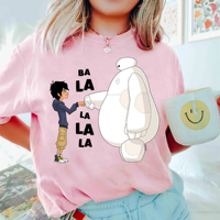 Baymax and Hiro Hamada Fist Bump Ba La La La La T-Shirt Disney Big Hero 6 Matching Tee