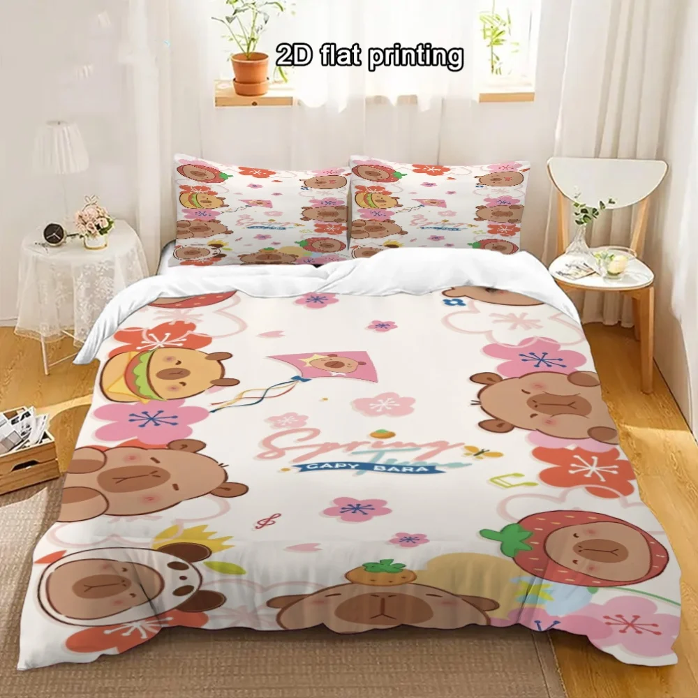 

Комплект постельного белья с капибарами, 3 предмета, с мультяшным принтом животных, пододеяльник, подарки для детей и подростков, декор для спальни, размер Twin/Single