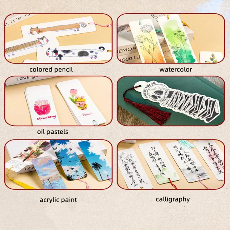 Vintage Blank Bookmark Paint Paper For Colored Pencil Oil Pastel Acrylic Watercolor Painting Hand-painted Handmade DIY