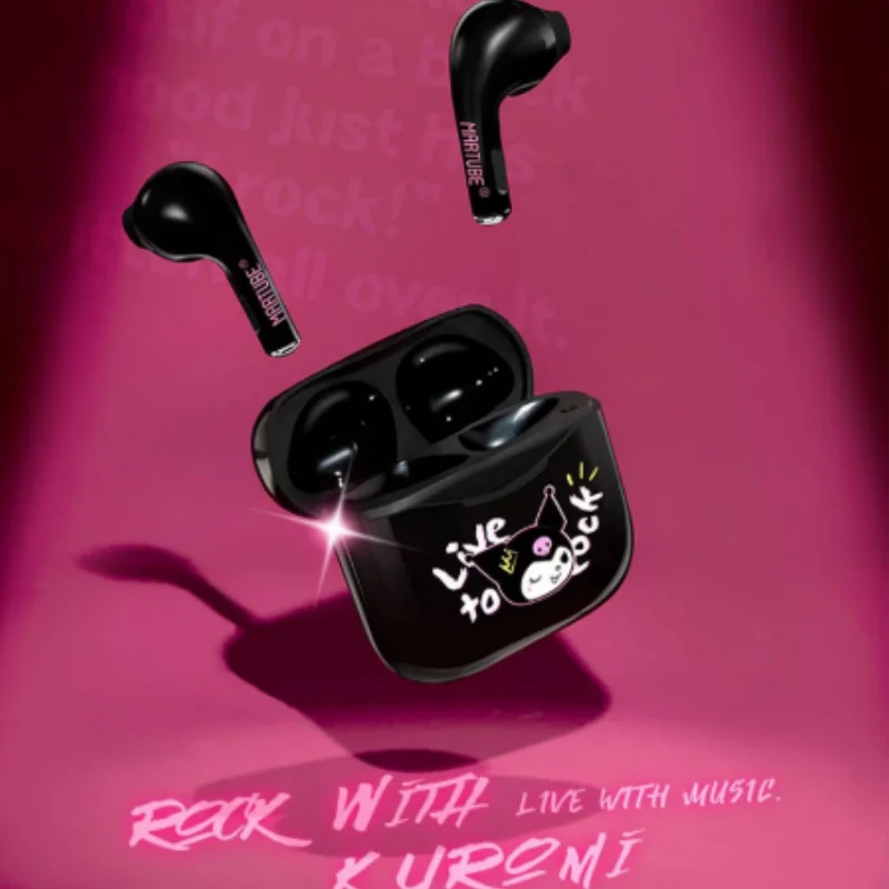 Sanrio Kuromi Bluetooth Earphone Wireless Headphone Kawaii 5.1 No Delay High Sound Quality Noise Reduction Semi-in-ear Gifts